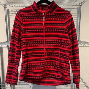 🦃Merona Red and Navy Blue Striped Fleece Jacket